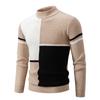 Men's Autumn New Arrival Color Block Pullover Sweater Casual Mock Neck Warm Knitted Fashion Top for Men