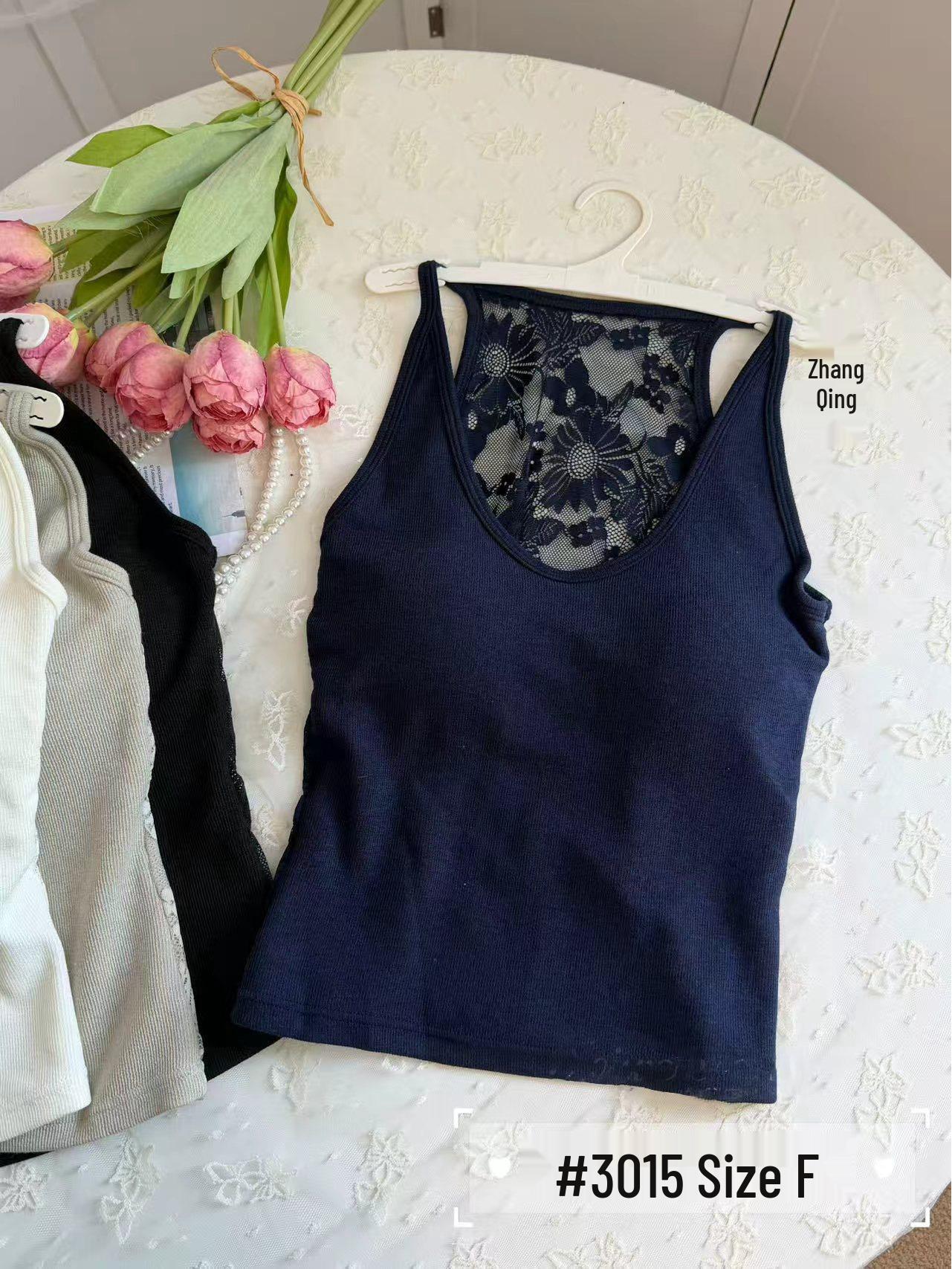 

Pure Desire Women s Lace Back Padded Camisole: Slimming, Flattering Tank Top for Layering One Size: 40-57 kg темно-синього кольору