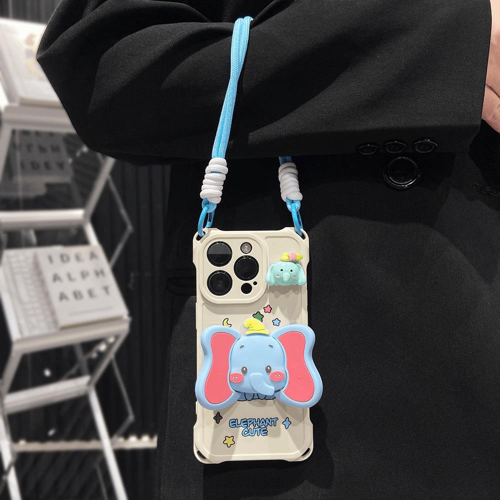 Dumbo bracket new apple 11promax mobile phone case 11plus cartoon 11/11 cute four-corner lanyard x