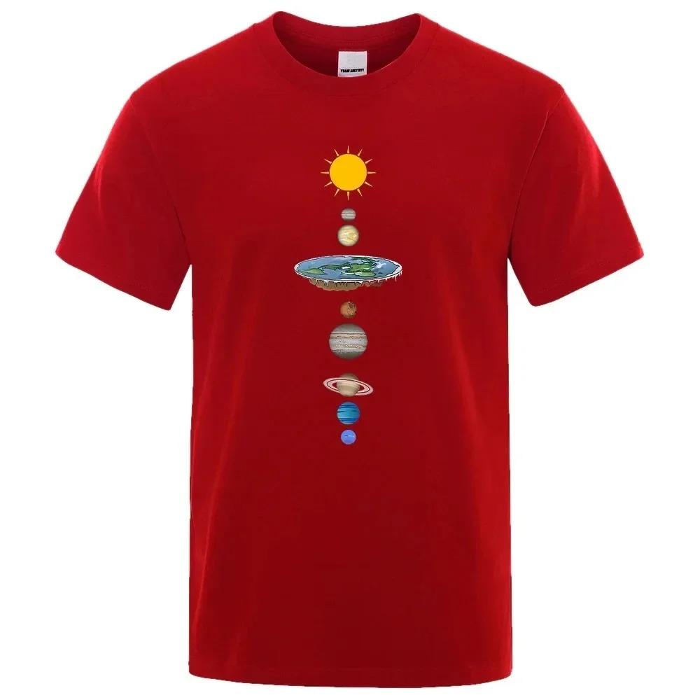 Cosmic Solar System Planets Print Short Sleeve T-Shirt Men  Casual Tee Clothing Loose Oversized Summer Polyester Tops Tshirts