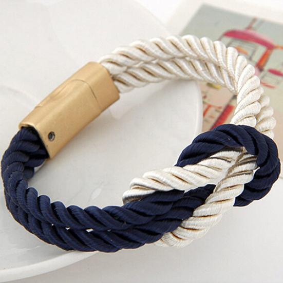 Women's Men's Braided Rope Chain Bracelet With Magnetic Clasp Bow Charm Bangle