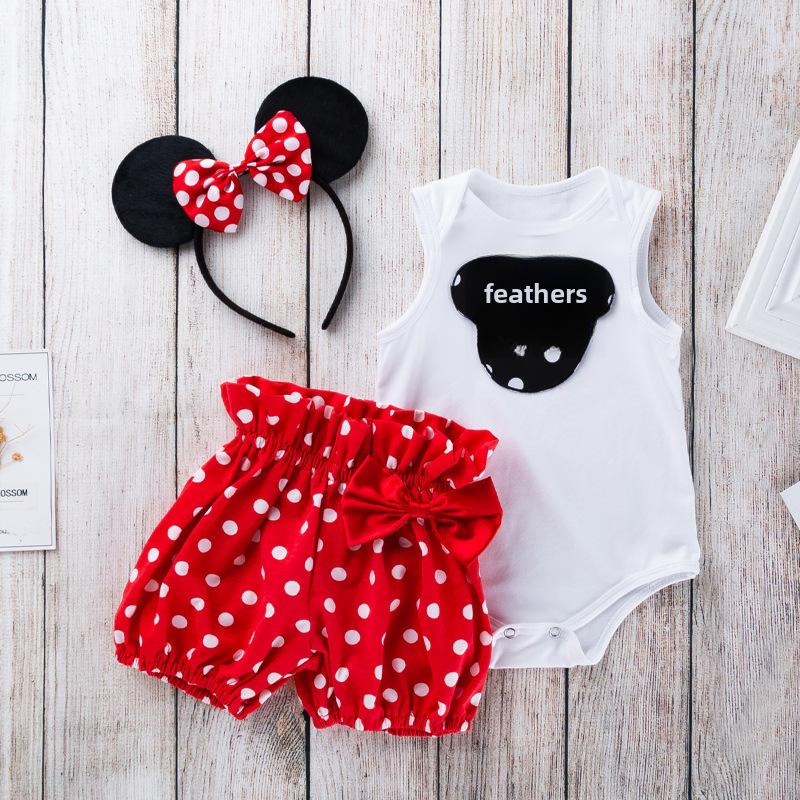 Set de salopete și pantaloni scurți Cartoon Love pentru fetițe