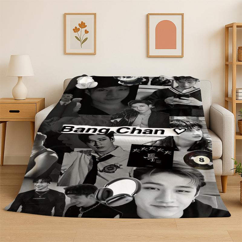 Kpop Bang Chan Stray Kids Coperta in Flanella Morbida Calda per Camera da Letto Soggiorno Letto Viaggio Campeggio Picnic Regalo