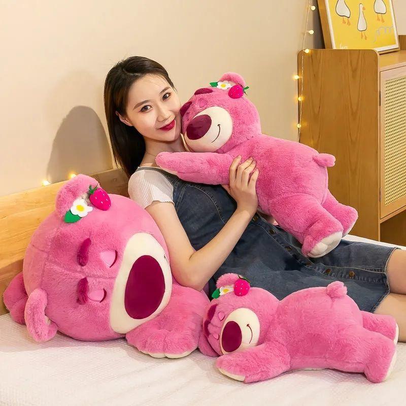 Creative Latest Cute Lotso Pillow Plush Plaything Gifts For Girls Young Boys Long Lying Down Stuffed Animal Doll Kawaii Household Decor
