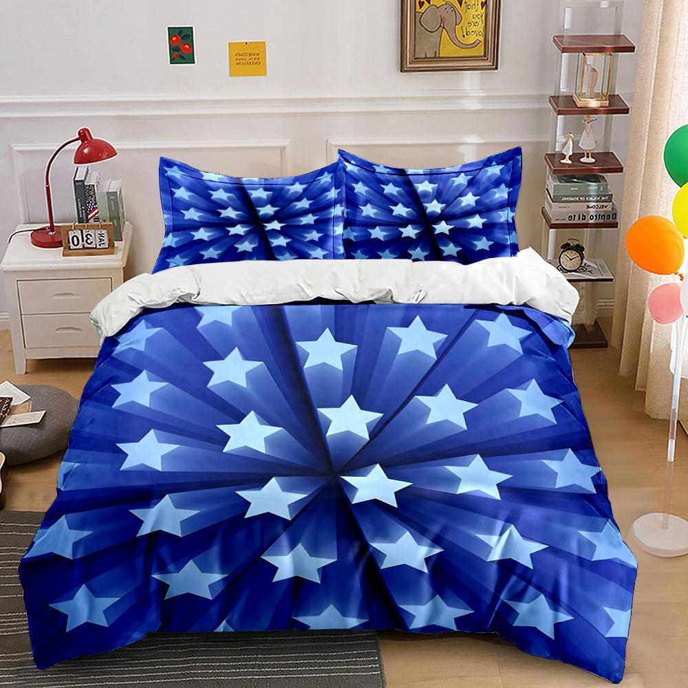 Star Pattern Decoration Set Soft Skin-Friendly Bedding Set Includes 1 Duvet Cover And 2 Pillowcase Gift