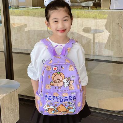 School Bag Kapibara Cute Casual School Bag Boys and Girls 3-6 Years Old Lightweight Nylon School Bag Tide