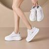 Platform white shoes, new height-increasing women's shoes in the spring of 2024, versatile fashion, popular soft leather sports and leisure board shoe