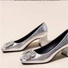 Mode 2024Nya Sommar Klackar Damsandaler Lyx Kristall Mellanfestskor Chunky Slingback Tofflor Designer Sexiga Pumps Fad