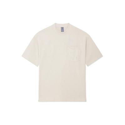 X Jackie Chan Kung Fu Series Camiseta Gola Careca Bolso no Peito Unissex Tops Branco Pérola AHSS205-3