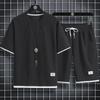 Men's Hong Kong Style Loose Two-Piece Waffle Sports Suit