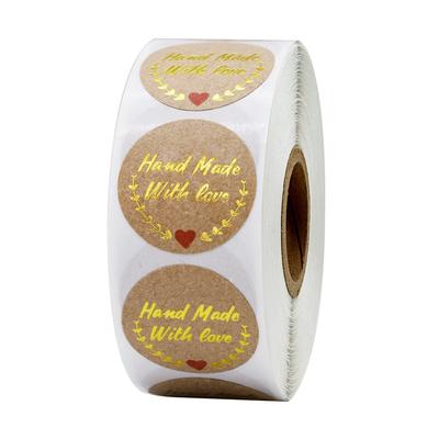 50-500 pezzi adesivi marroni fatti a mano con amore adesivi da 25 mm per matrimoni per bomboniere decorazioni buste sigilli adesivi di cancelleria