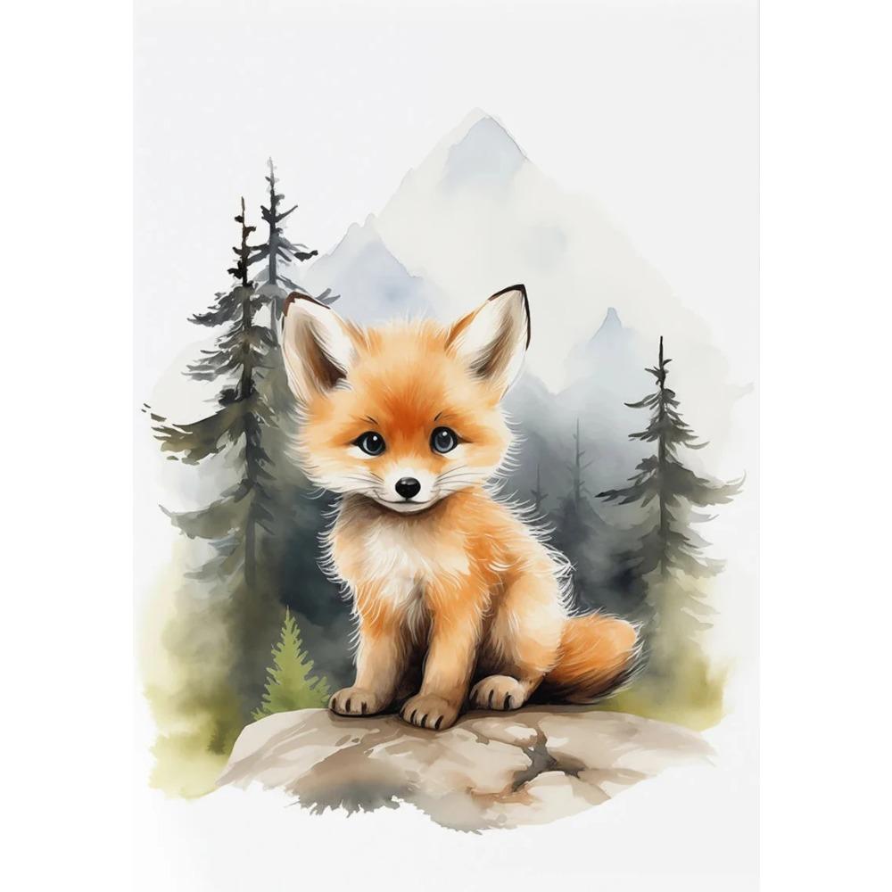 Watercolor Woodland Baby Animal Forest Bear Deer Fox Owl Wolf Poster Canvas Painting Nursery Wall Art Home Decoration
