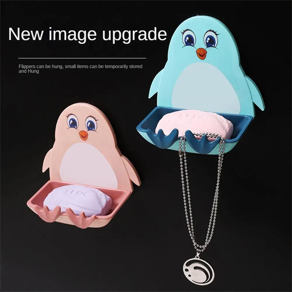 Pinguin Seifenbox Saugknopf Wandmontage Niedlich Ablauf Toilette Kein Bohren Regal Seifenbox Wolke Haken Seifenbox Hund Seifenregal