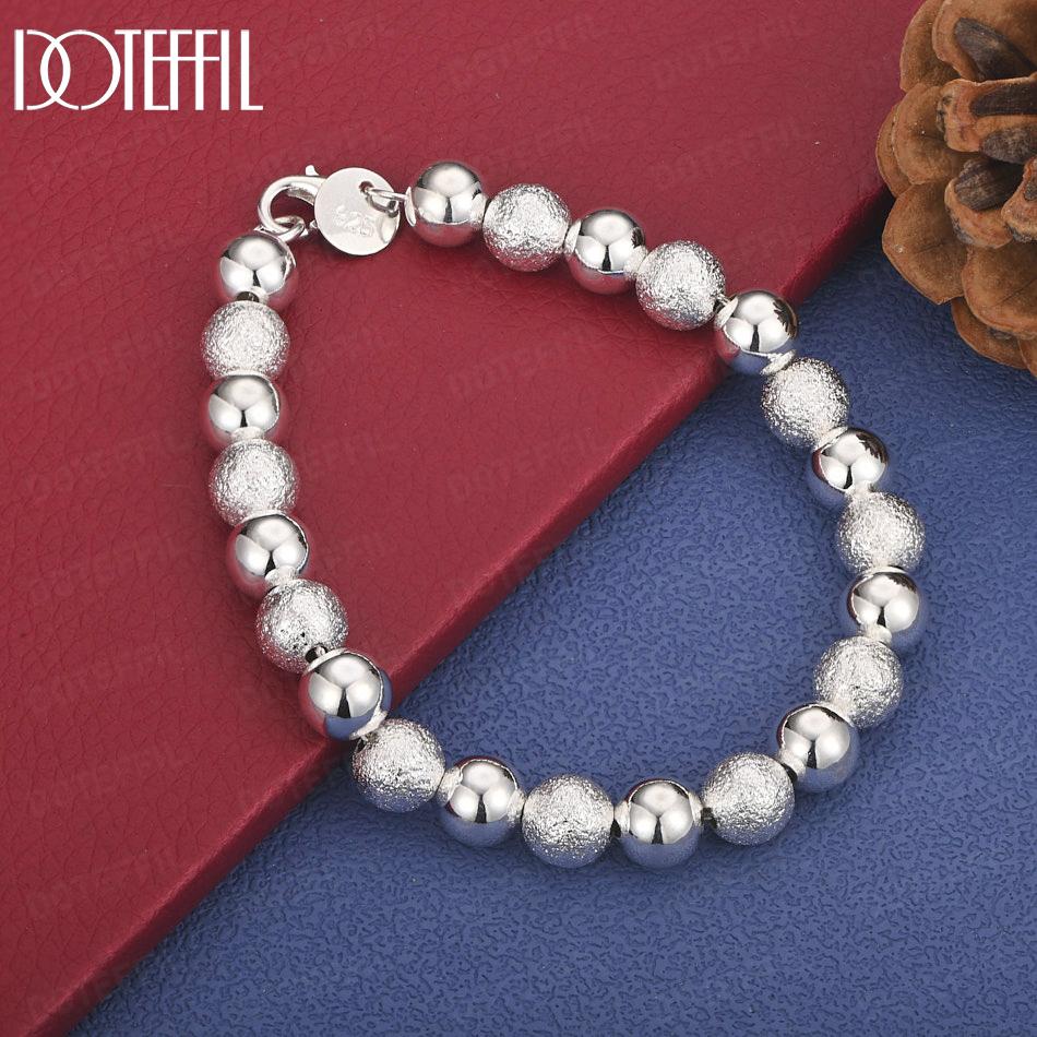 925 Sterling Silver 8mm Bead Bracelet Wedding Jewelry