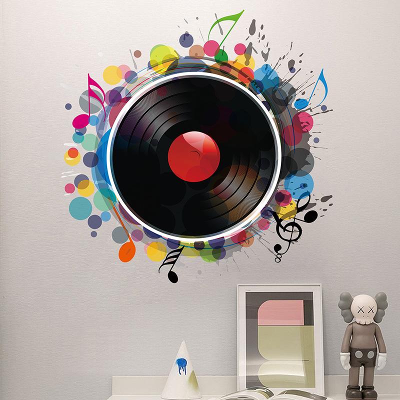 Music Wall Stickers Vinyl Decals for Living Room Bedroom Concert Hall Creative Album Art Peel and Stick Wall Decoration