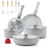Five-Piece Non-Stick Cookware Set with Detachable Handle and Anti-Scald Gloves for Induction Cookers