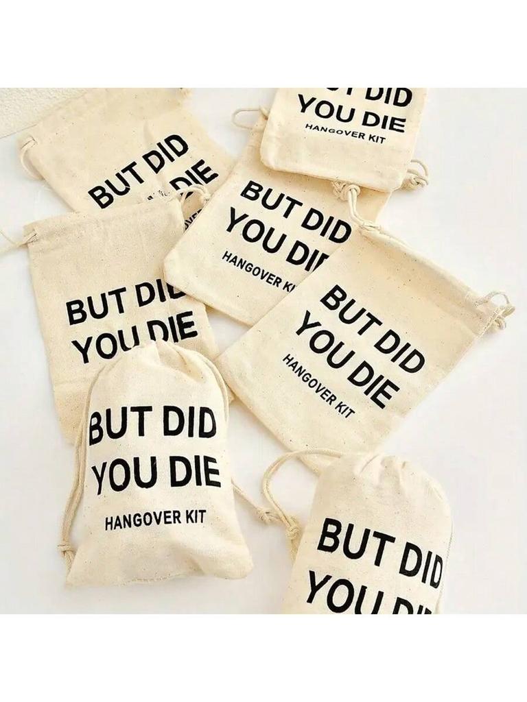 10/5/2Pcs Christmas Party Wake Up Bags Wedding Guest Gift Storage Bag Cotton Linen Bags First Aid Kits Red Cross Hangover Kit