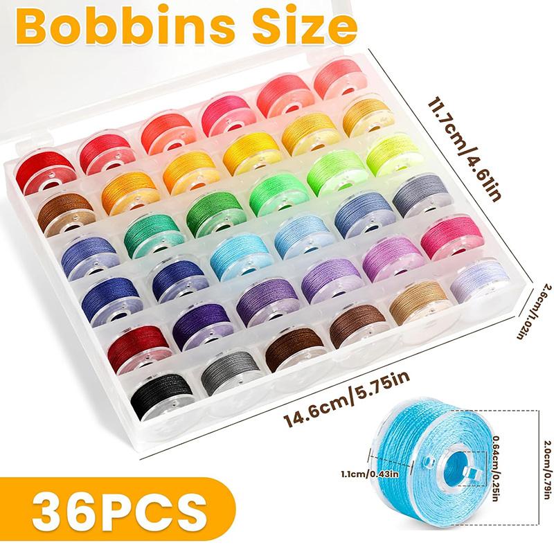 25/36Pcs Sewing Machine Bobbins Threads with Storage Box Multicolor Thread Spool (Random Color) Sewing Machine Accessories Tool