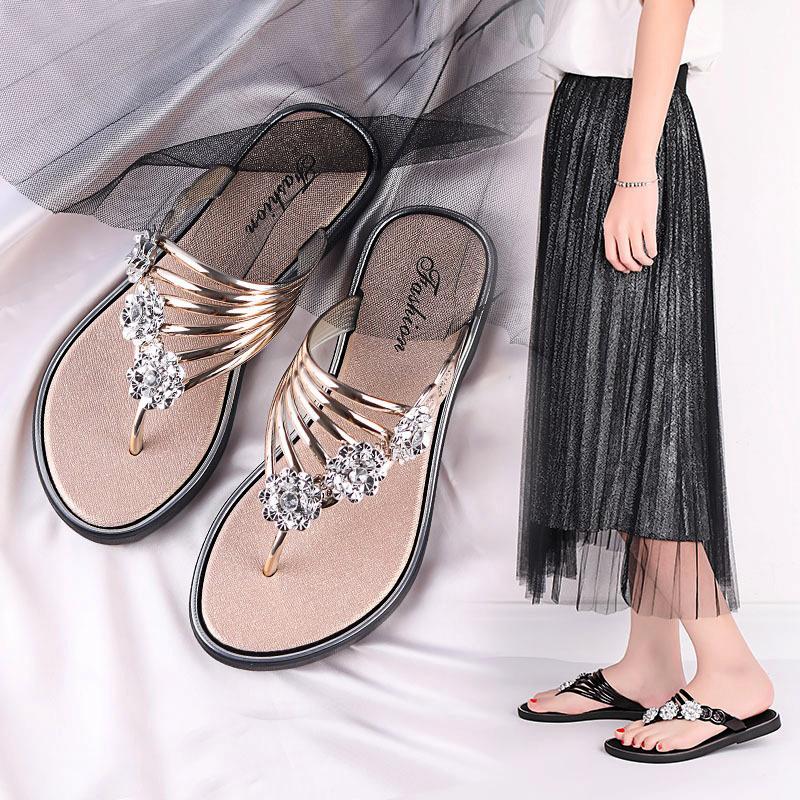Women's Flip Flops Summer Sandals Flat Bottomed Lightweight  Casual Wear Clip on Sandals Women's Shoes