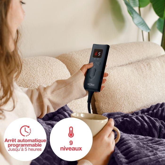 Couverture Chauffante XL - SOLAC - Kaunas - 120x160 cm - Polaire Ultra-Douce - 9 Niveaux de Température