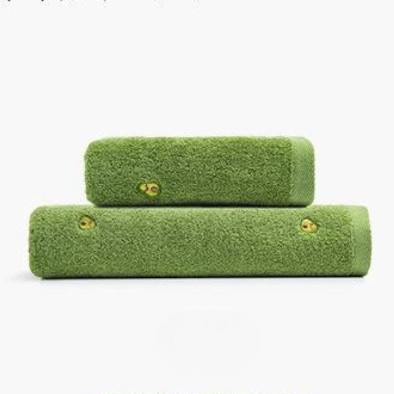 

Вышитый набор полотенец для ванной из чистого хлопка с авокадо - Включает 1 шт. банное полотенце и 1 шт. полотенце для лица, мягкое полотенце с хорошим водопоглощением, зеленый, белый зелёный