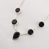 Collana d'Argento con Pietra di Onice Nera 16-18", Gioielli in Argento Sterling 925, Gioielli Mese di Nascita Luglio, Collana da Matrimonio in Onice Per Lei RN-3-22
