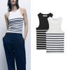 Spring and Summer New Arrival Stripes I-Shaped Vest Round Neck Stretch Tight Sleeveless Knitting Tops 3471008