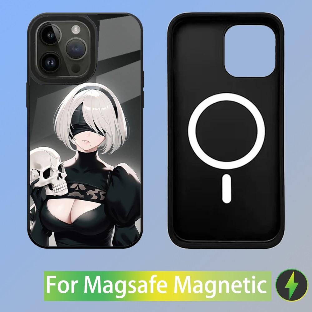 Anime N-NieR Automata 2B Phone Case For iPhone 15,14,13,12,11,Plus,Pro,Max Mini Magsafe Magnetic Wireless Charging