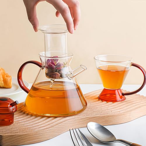 OULOVECO Teapot, Lightweight, High-Quality Nordic Design, Heat-Resistant Glass Teapot, Suitable for Direct Heat, Perfect for Fruit Tea, Afternoon Tea,