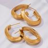 Qiong Yao 18K Gold-Plated Stainless Steel U-Shaped Earrings with Color Block Design for Long-lasting Shine