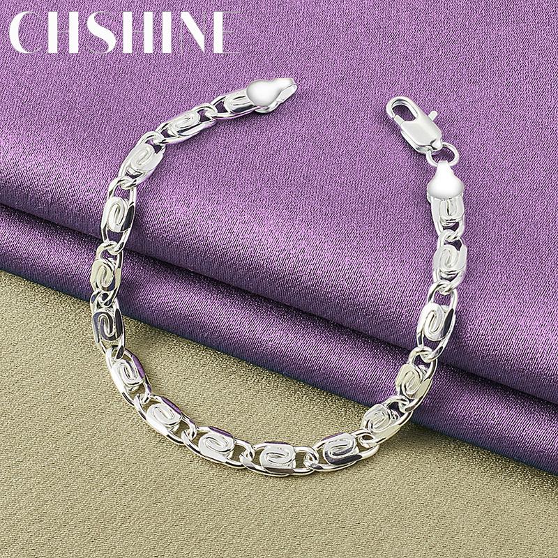 CHSHINE 925 Sterling Silver Men Geometry Bracelet For Women Wedding Party Fashion Charm Jewelry