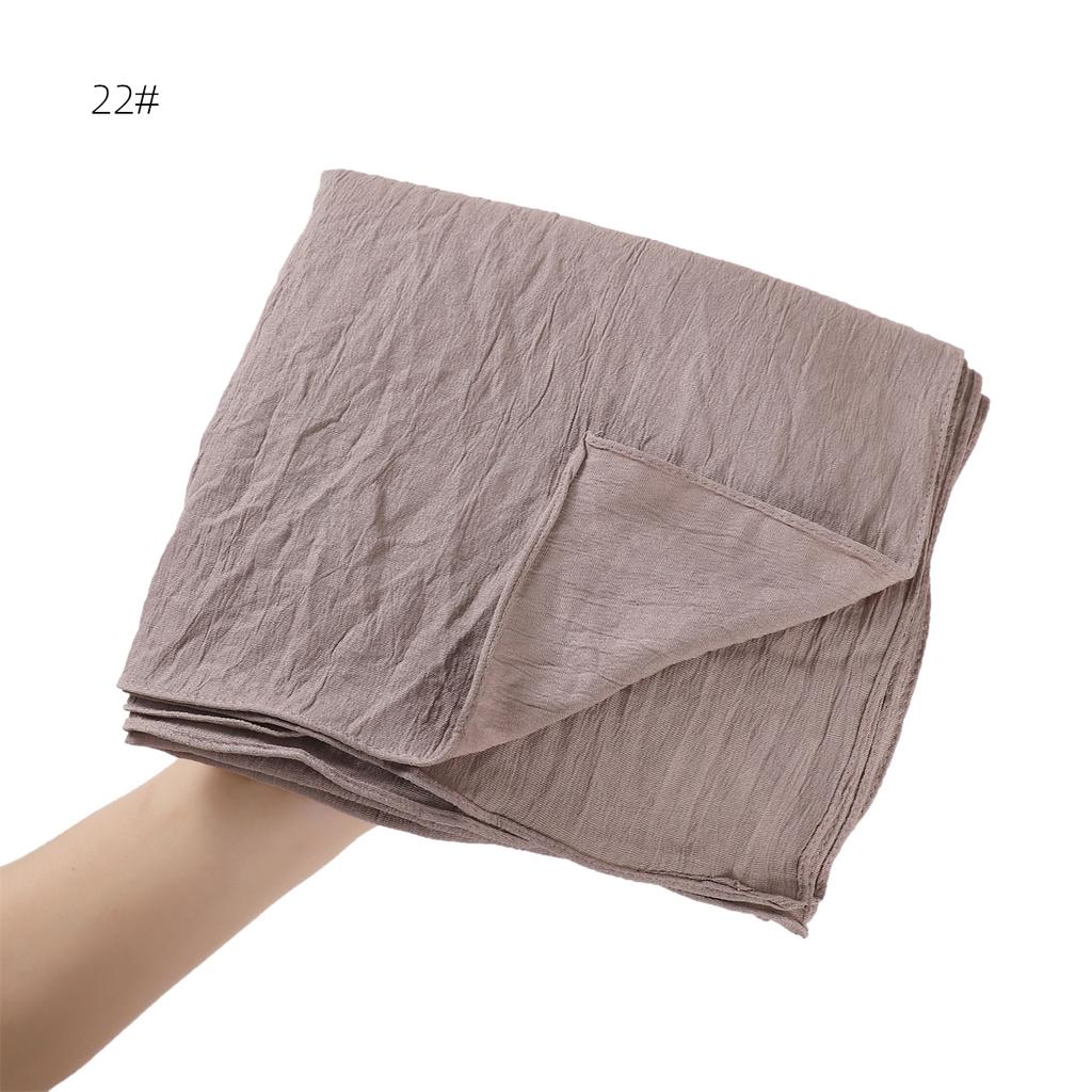 High Quality Breathable Elastic Wrinkle Long Scarf Women Plain Color Polyester Crinkle Soft Hijab Muslim Ladies Turban Headwraps