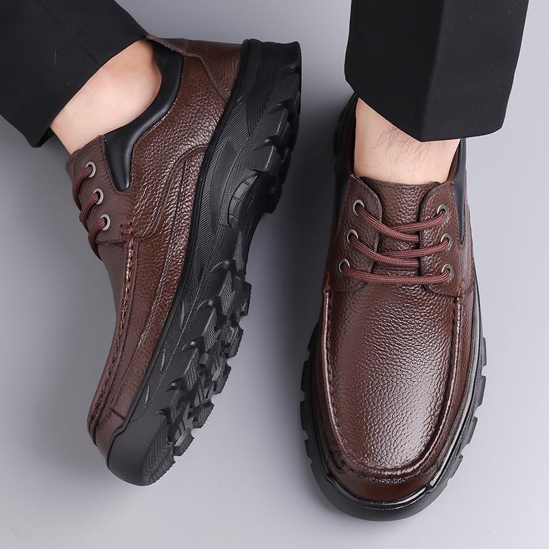 Fashion Genuine Leather Mens Casual Shoes Spring Breathable Soft Bottom Men Dress Shoes High Quality Non-Slip Mens Business Shoes