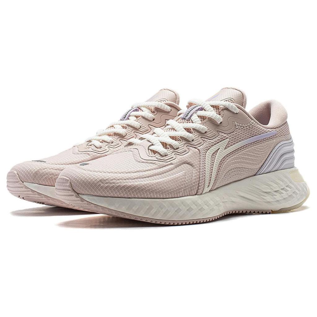 Li Ning Protective Cloud Comfortable Shock Absorption Low Top Running Shoes Women Running Shoes Pink Purple ARST058-4