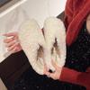 Autumn and Winter Simple Lazy Bag Head Wool Shoes Lamb Wool Lazy Half Drag Warm Outer Flat Slippers