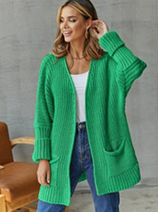Women's 2025 Color Block Loose Knit Cardigan Sweater