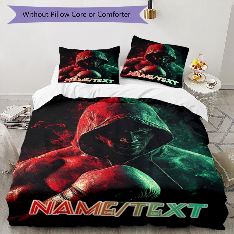 3PC Custom Name Power Hoodie" Bedding Set Printed Bedding Set Duvet Cover Closure Includes 1 Duvet Cover & 9 Pillowcases for Bedroom