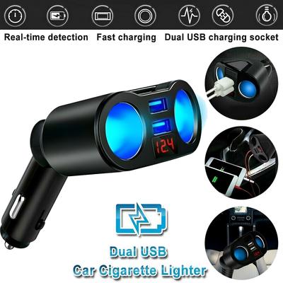 Auto Zigarettenanzünder USB Splitter Stecker Konverter Für Zigarette Digitalanzeige Voltmeter Schnellladung Mobiltelefone Adapter