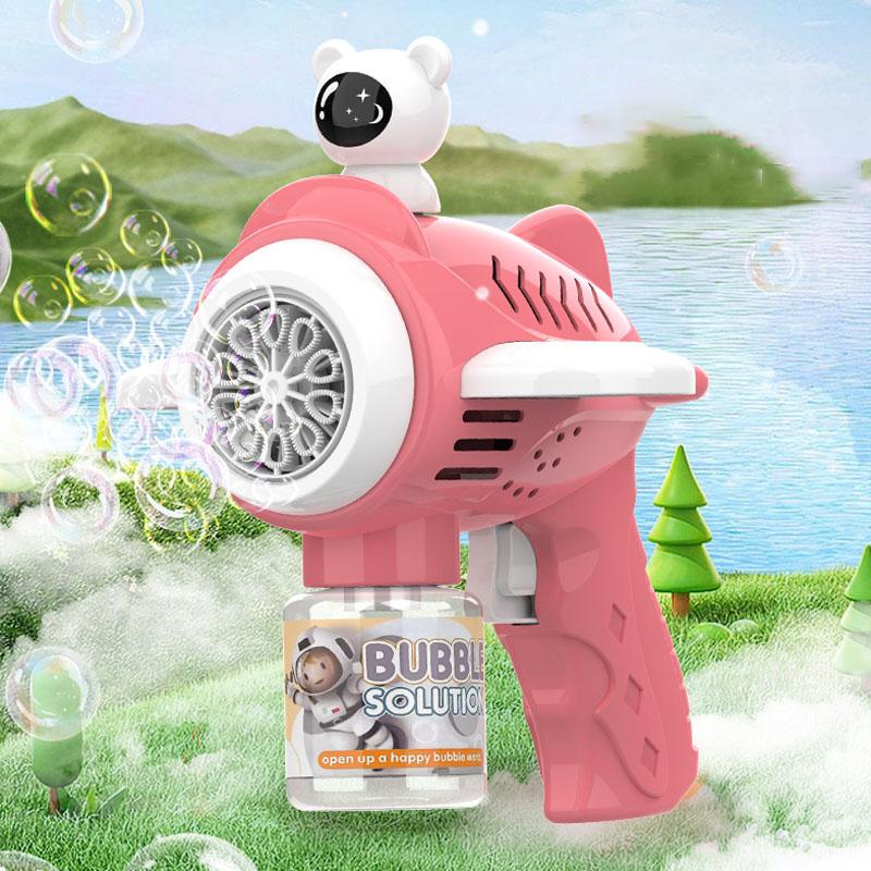 New Little Bear Bubble Gun Kids Toy Bubbles Machine Automatic Soap Blower With Light Summer Outdoor Party Games Children Gift