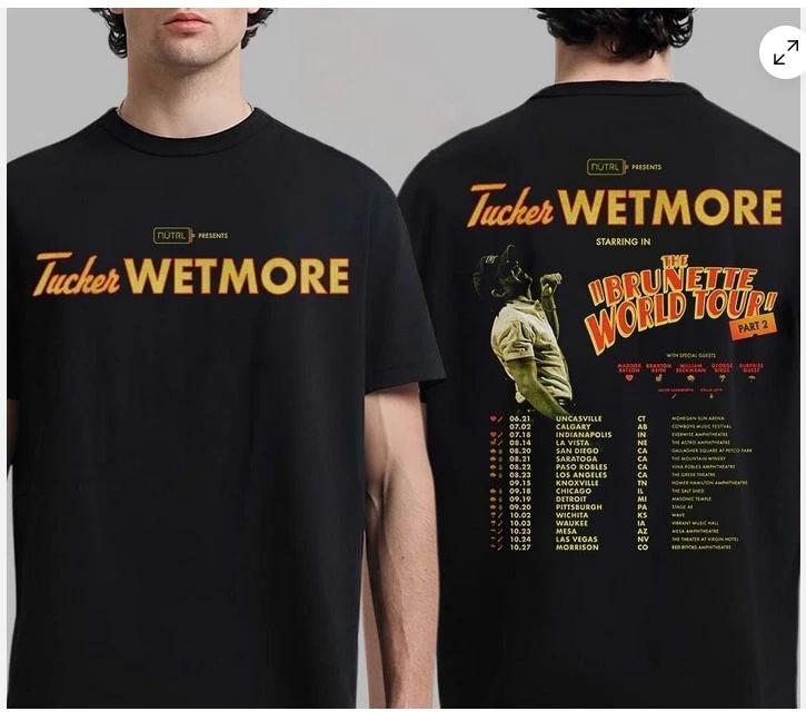 Tucker Wetmore The Brunette World Tour Part 2 2026 North America TShirt S