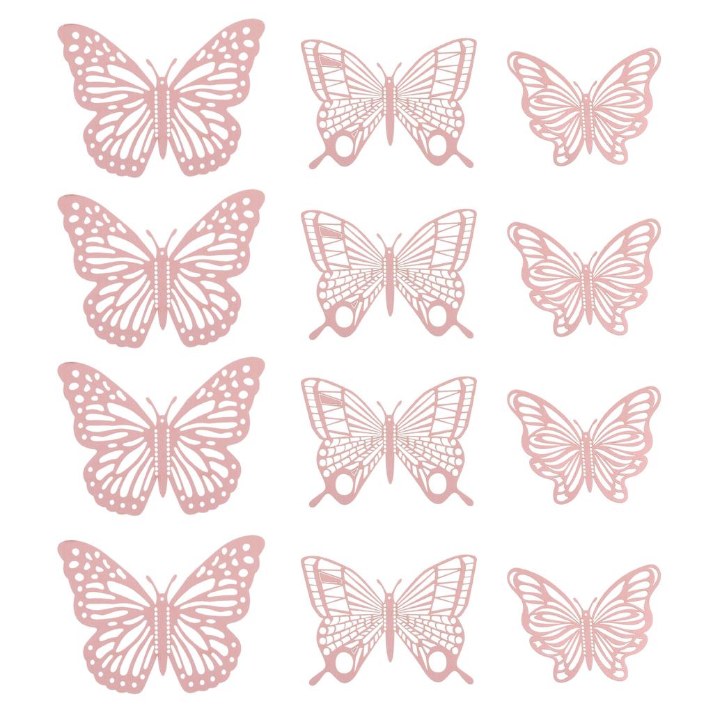 12pack/lot Graceful Lines And Vivid Molding-3D Butterfly Cake Topper For Birthday Party Decoration