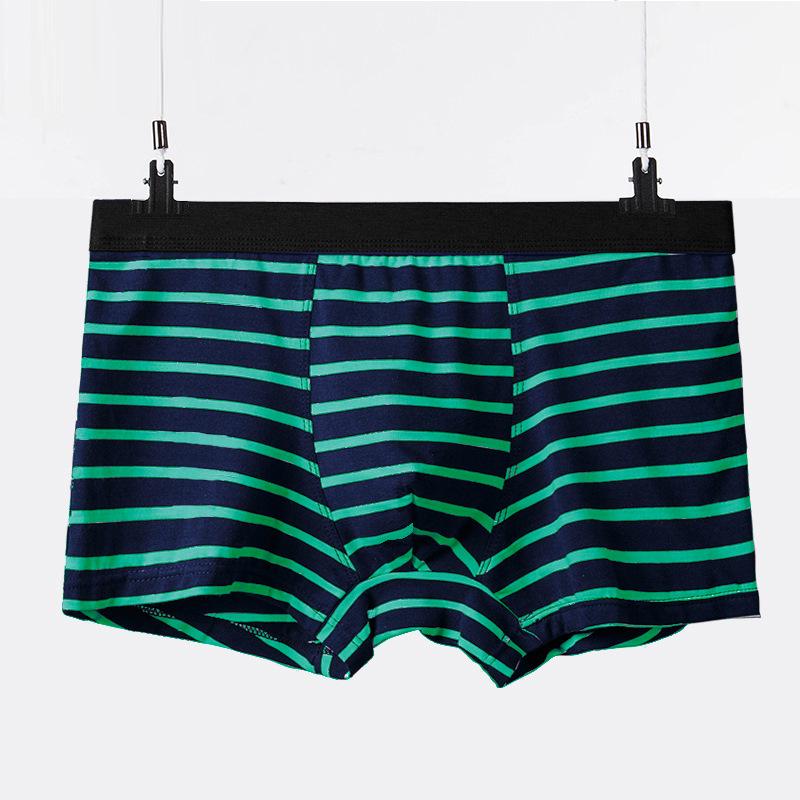Pure Cotton Striped Men's Mid-Waist Boxer Briefs, Plus Size, Sporty and Trendy.