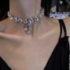 Vintage Big Teardrop Choker Necklace Luxury Crystal Necklaces Women Large Rhinestone Necklace for Wedding Jewelry