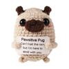 Personalized Crochet Positive Pug Doll Home Room Decor Handmade Knitted Dog Doll Christmas Birthday Friend Party Decoration Gift