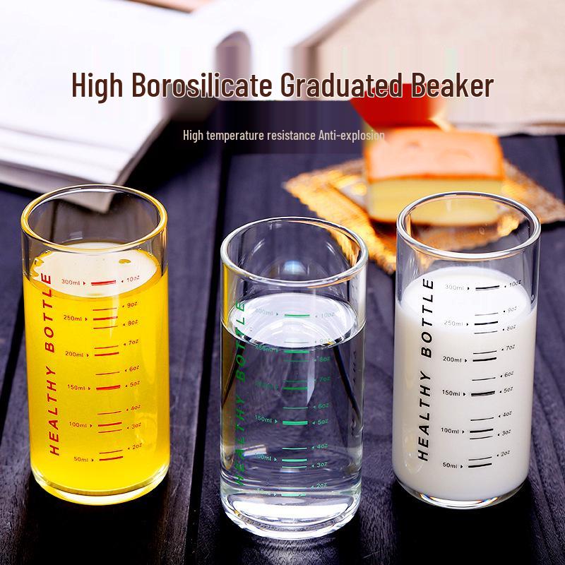 Thickened Kids' Heat-Resistant Borosilicate Glass Measuring Cup with Straw, Large Capacity