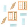 2pcs Unpainted Window Kits 1/12 Doll House Miniature Scene Props With Double Door For Model Building And Kids Crafts