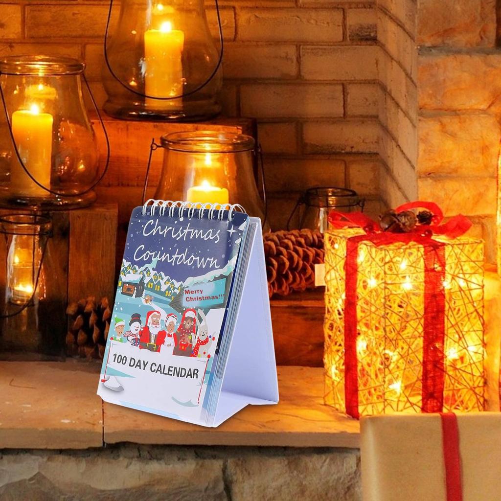 Christmas Calendar 2025 Christmas Calendar Desktop Advent 100 Days Interactive Home Decor Wall Art Desk Centerpiece for Tabletop
