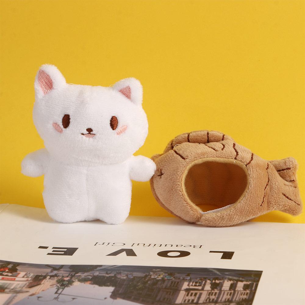 1Pc Cute Snapper Head Set Keychain Cat Plush Action Figure Key Chain Doll Pendant Bag Accessories Baby Keyring
