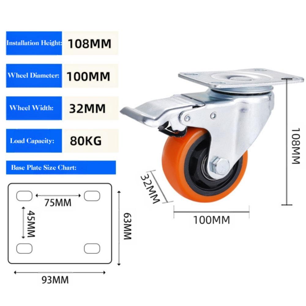 Blackheart Orange Face Furniture Castor 3" / 4" /5'' Wheel Industrial wheels Table Shelf