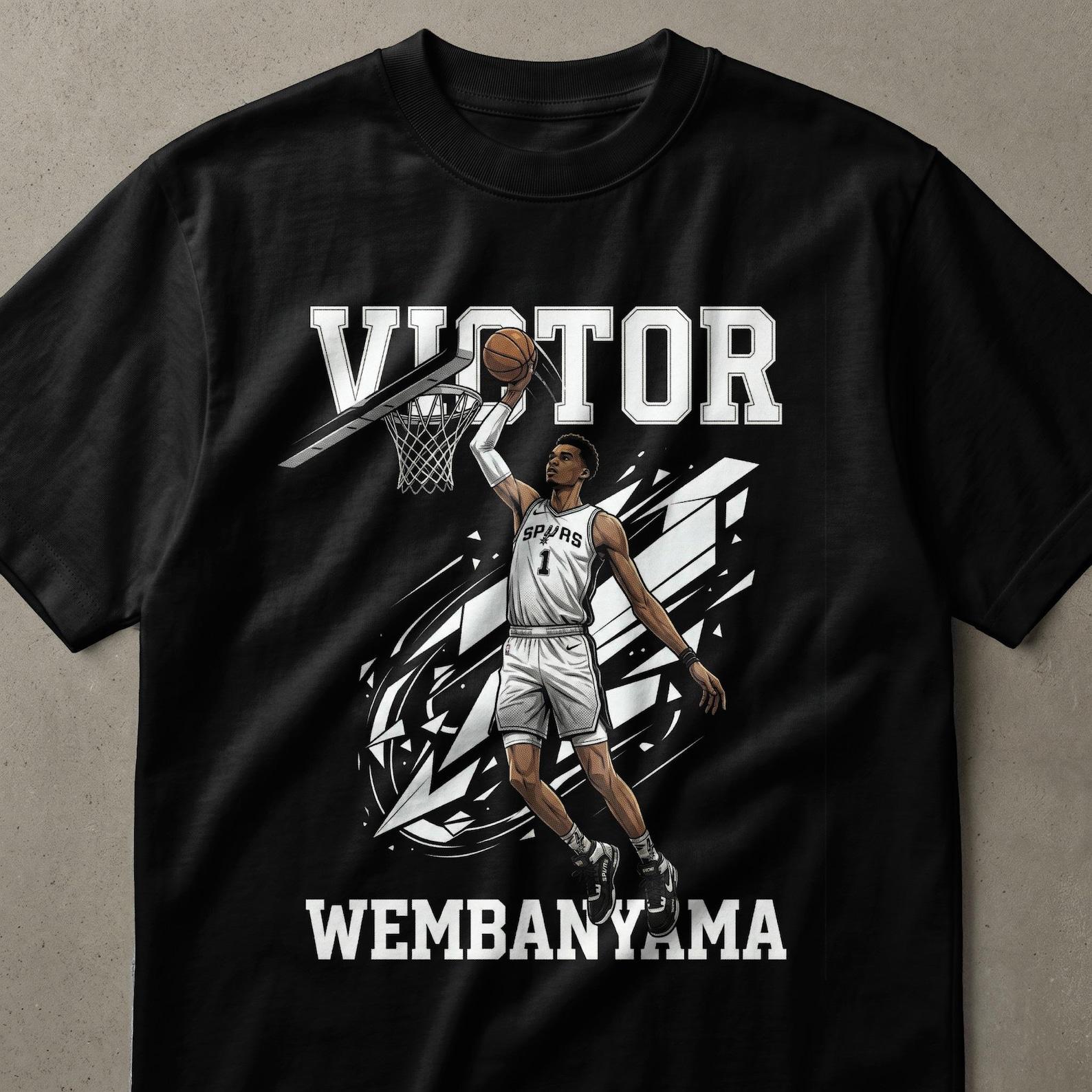 Victor Wembanyama T-Shirt, Slam Dunk Player Graphic Tee, Dynamic Basketball Fan Apparel, Sports Lover Gift 4XL